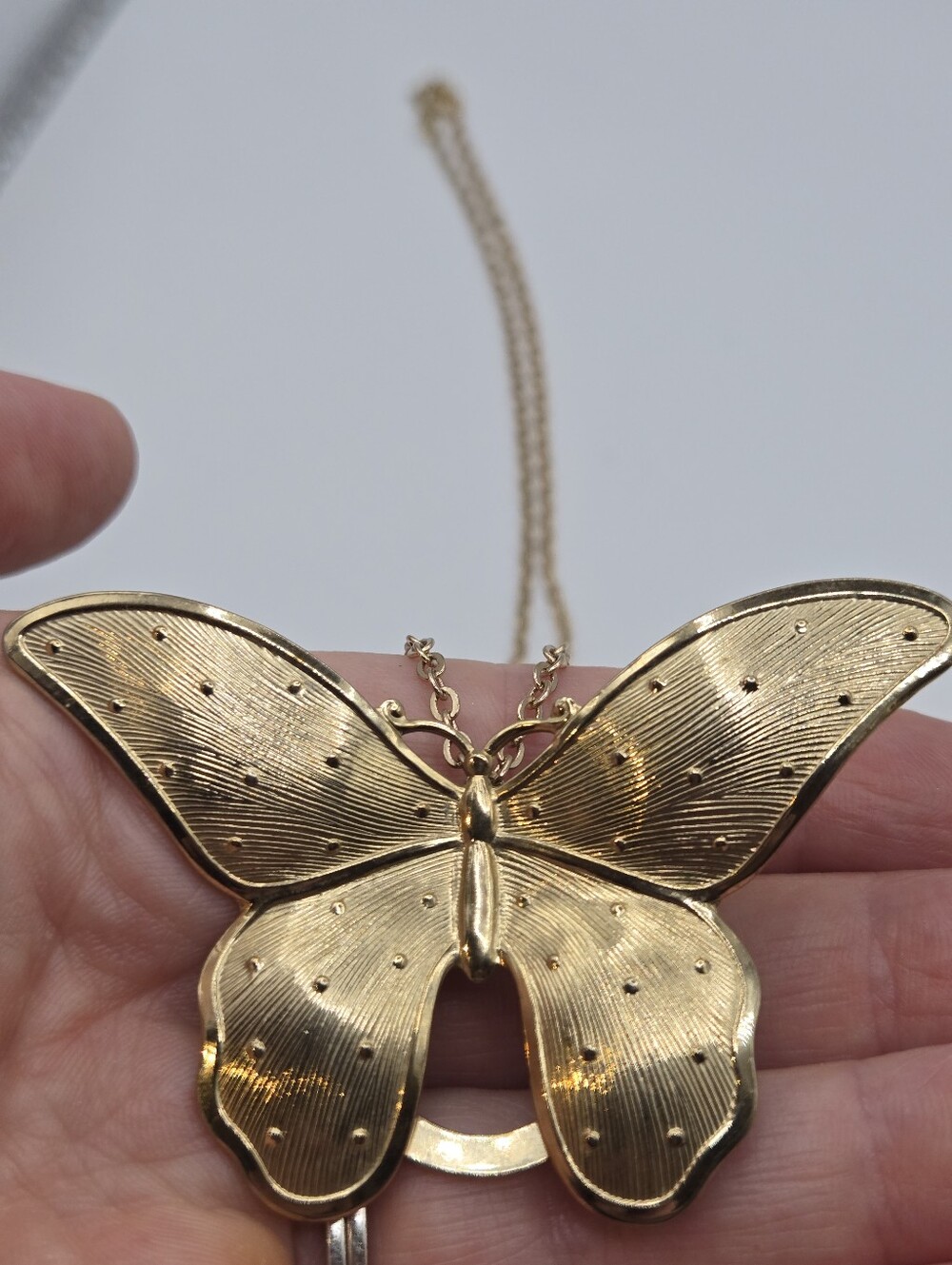 Gold Dainty Chain Butterfly Necklace Fairycore Pendant/Scarf Clip/Brooch Combo - Picture 4 of 6